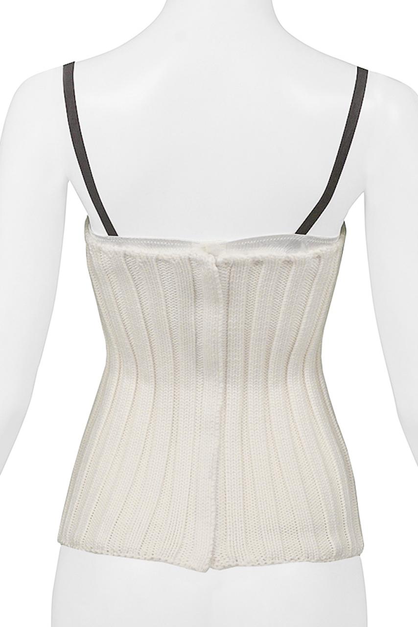 Women's Dolce & Gabbana Off White Knit Corset With Attached Bra 1999 For Sale