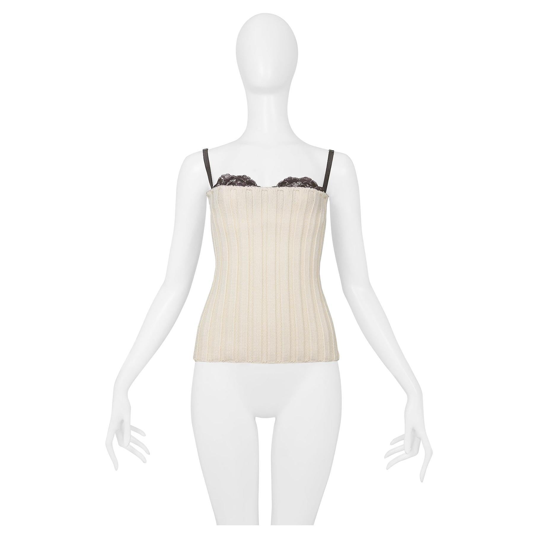 Dolce & Gabbana Off White Knit Corset With Attached Bra 1999 For Sale