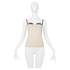 Vintage Dolce & Gabbana Off White Knit Corset With Attached Bra 1999