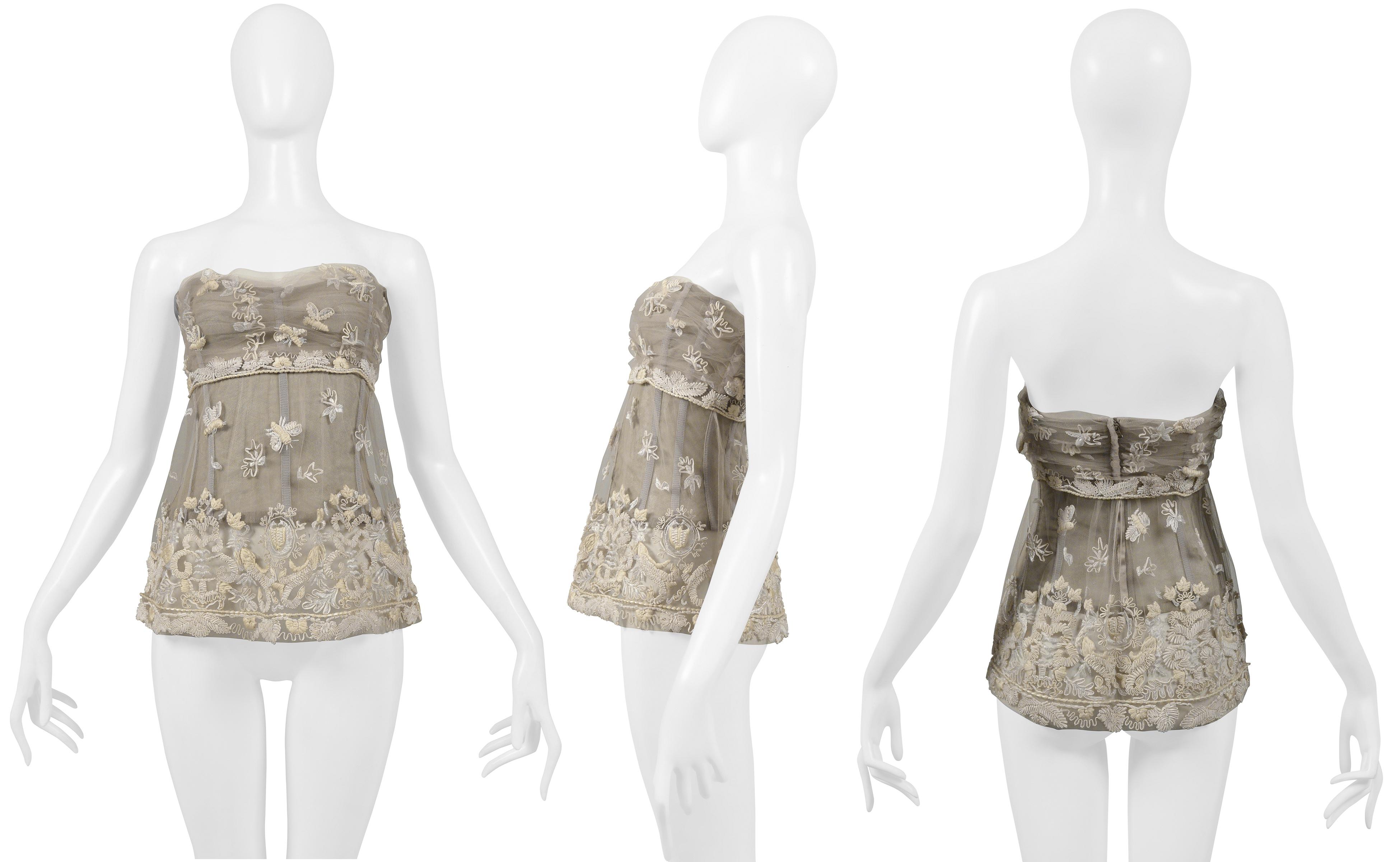 Dolce & Gabbana Off-White Lace Bustier With Embroidery Side 2006 2
