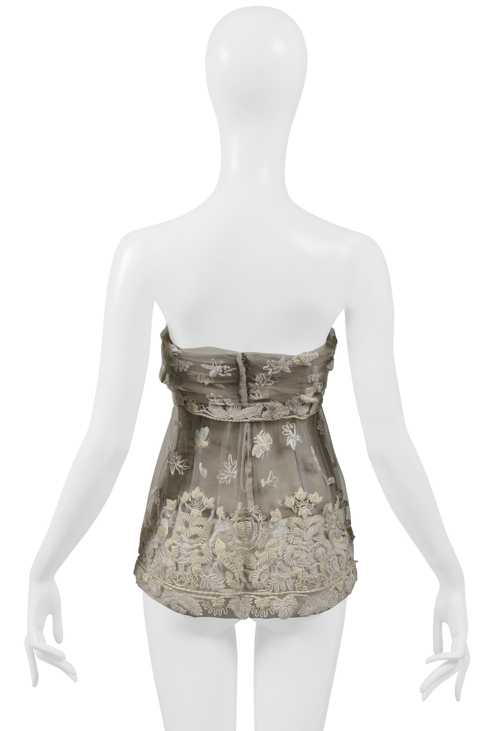 Dolce & Gabbana Off-White Lace Bustier With Embroidery Side 2006 In Excellent Condition For Sale In Los Angeles, CA