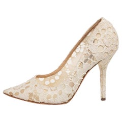 Dolce & Gabbana Off White Lace Pointed Toe Pumps Size 38