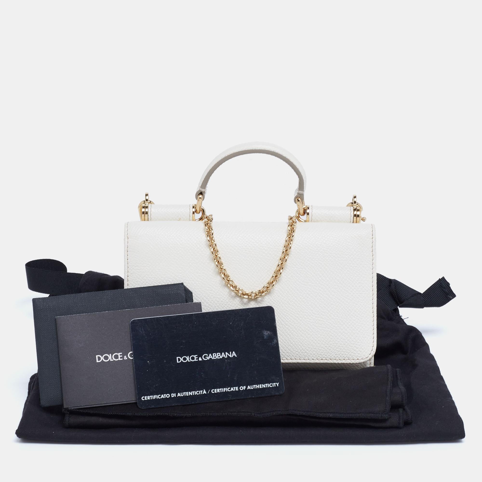 Dolce & Gabbana Off White Leather Miss Sicily Von Smartphone Bag 6