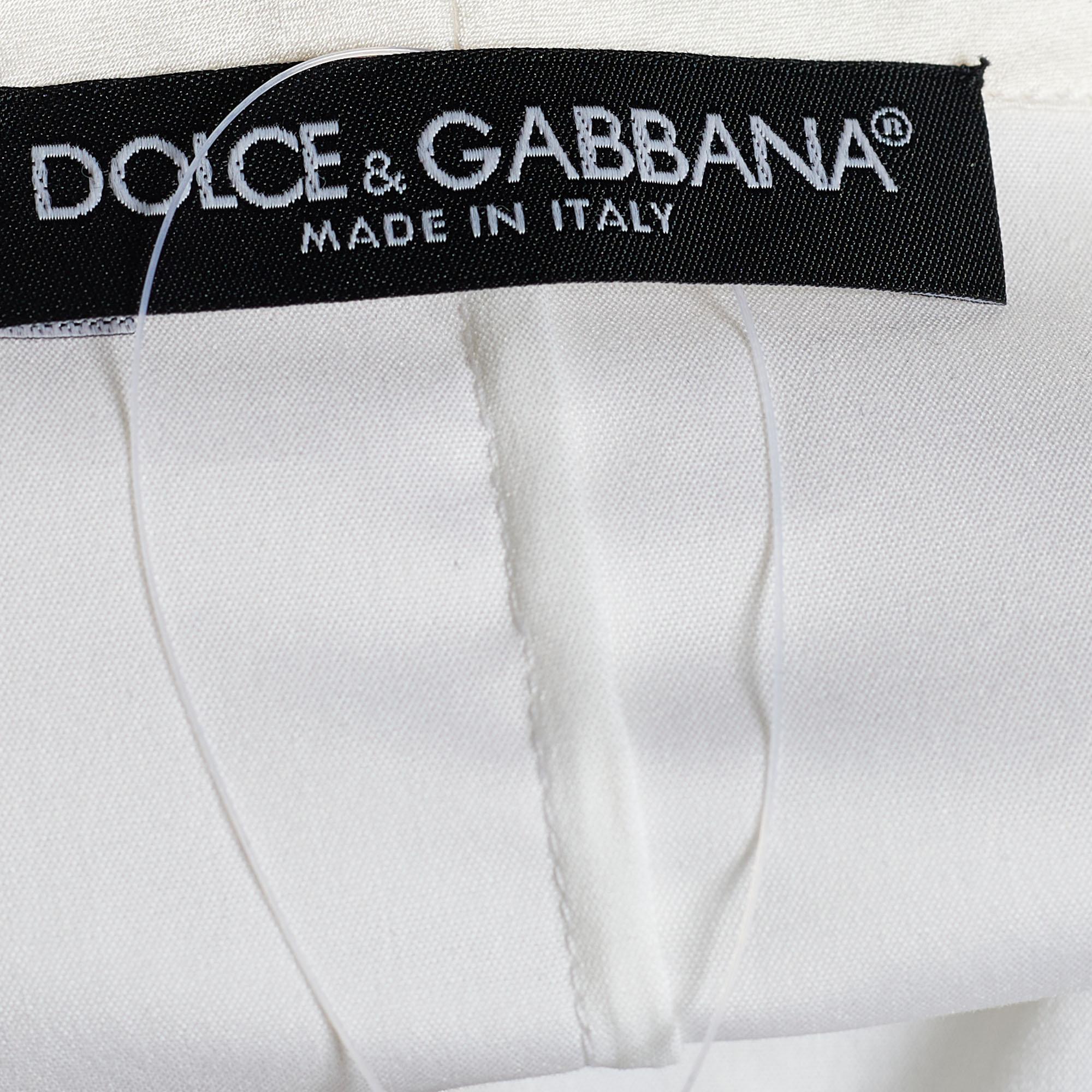 Dolce & Gabbana Off-White Poplin Bow Tie Blouse M In Good Condition In Dubai, Al Qouz 2