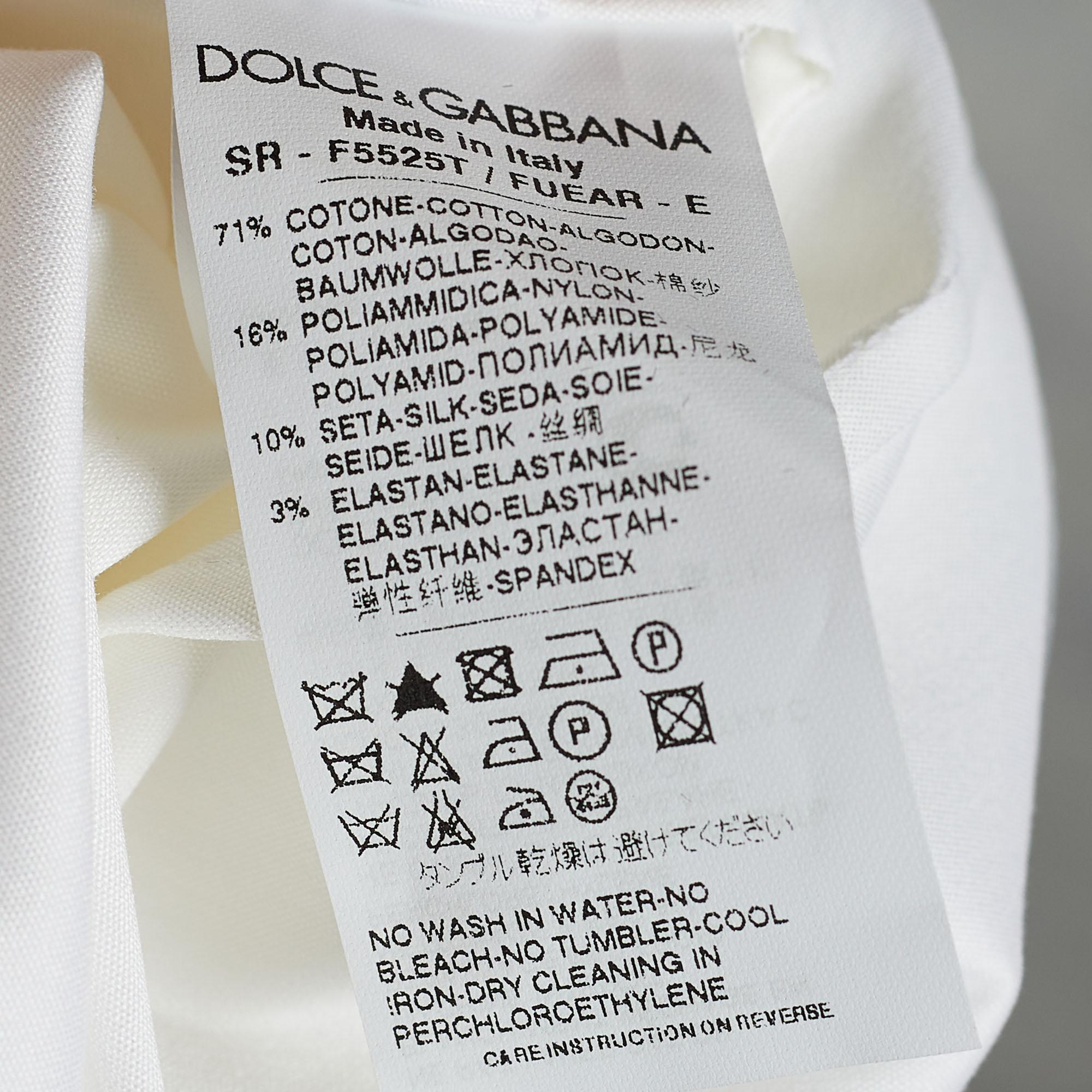 Women's Dolce & Gabbana Off-White Poplin Bow Tie Blouse M