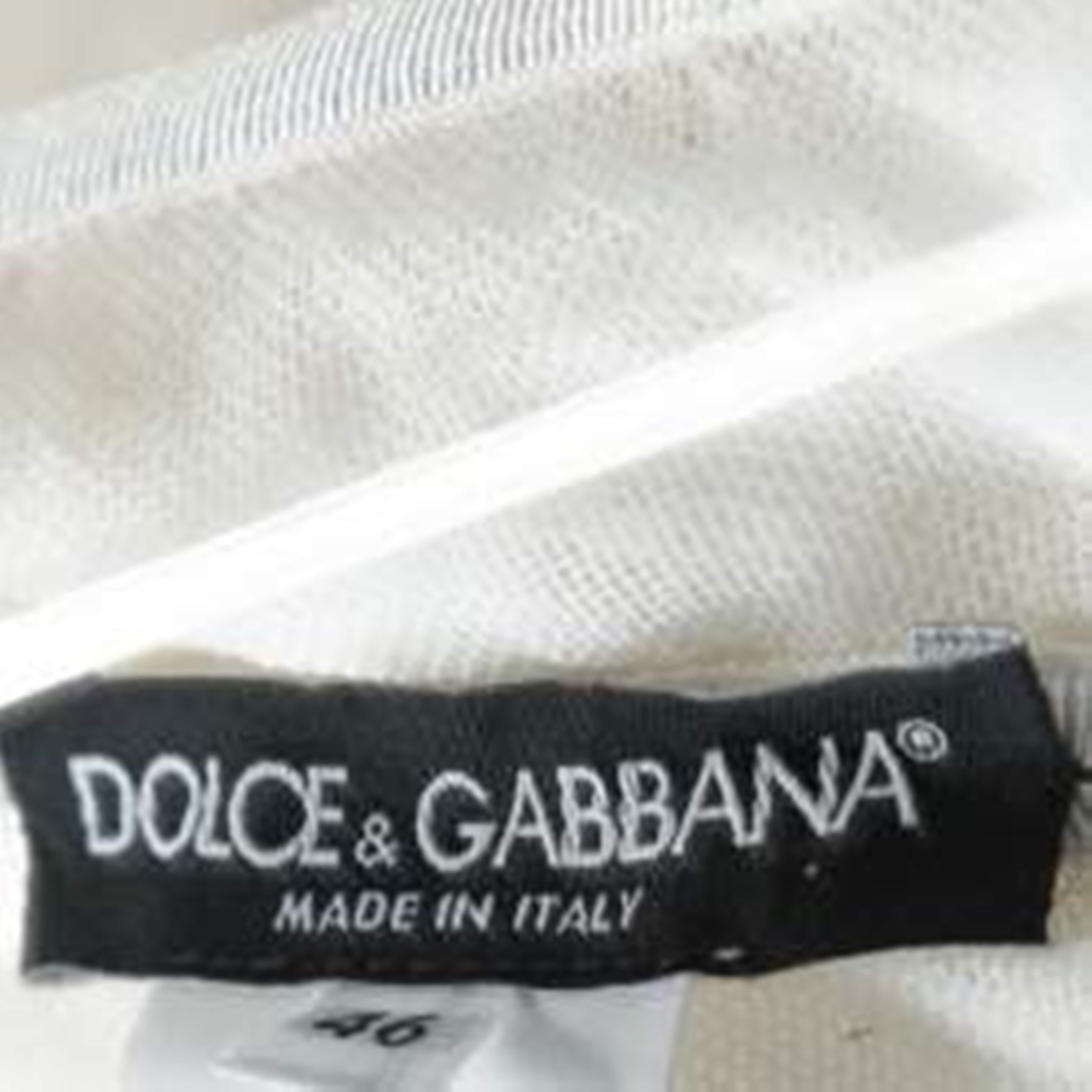 Gray Dolce & Gabbana Off White Silk Feather Trim Ruffle Detail Gown L