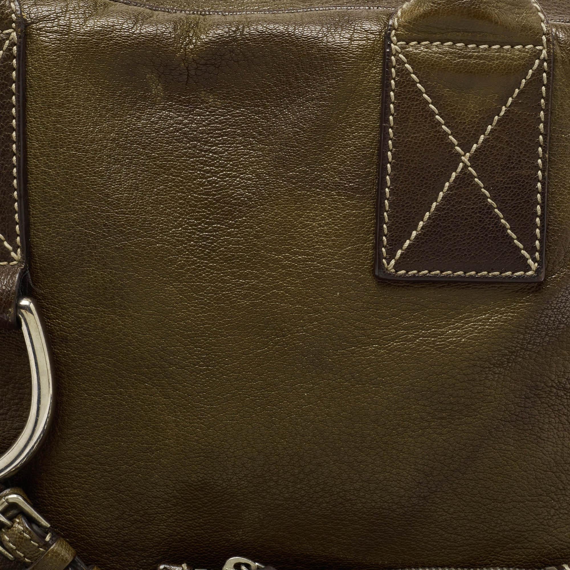 Dolce & Gabbana Olive Green Leather Miss Ice Satchel For Sale 1