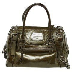 Dolce & Gabbana Olive Green Patent Leather Miss Easy Way Boston Bag