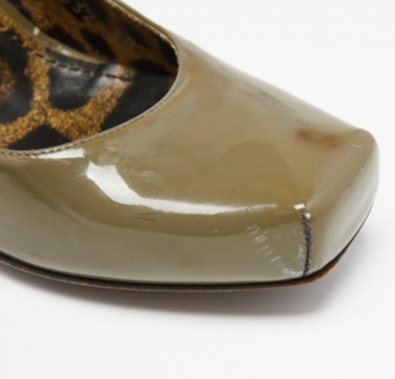 Women's Dolce & Gabbana Olive Green Patent Leather Wedge  Pumps Size 38