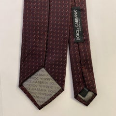 DOLCE & GABBANA  One Size Burgundy Gold Polka Dot Silk Jacquard Tie