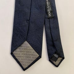 DOLCE & GABBANA  One Size Navy Blue Paisley Silk Tie