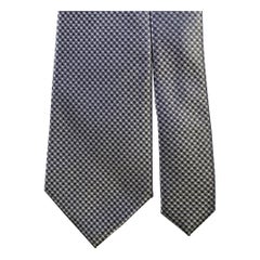 DOLCE & GABBANA  One Size Silver Black Houndstooth Silk Tie