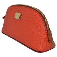 Dolce & Gabbana Orange Brown Leather Wallet Purse Cardholder Clutch Pouch