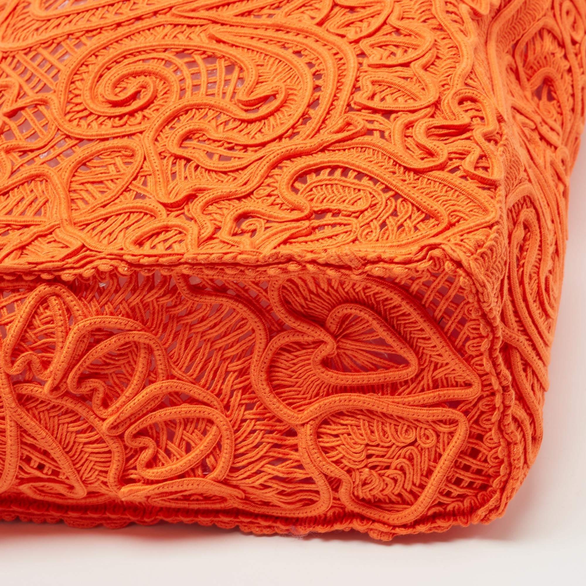 Dolce & Gabbana Orange Crochet Beatrice Shopper Tote 9