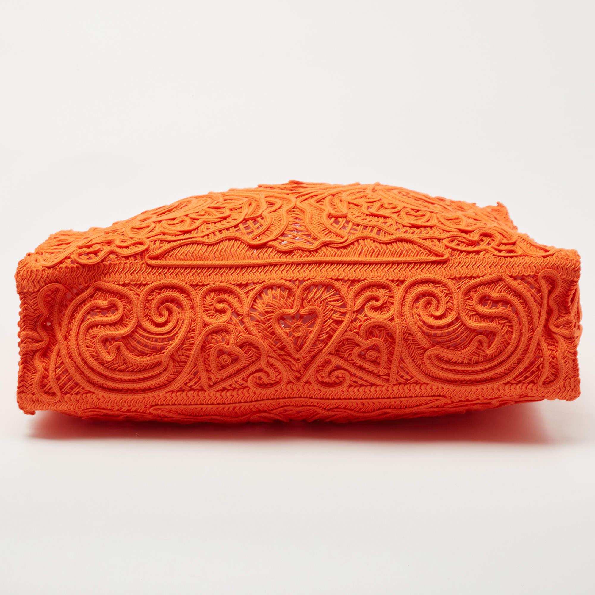 Dolce & Gabbana Orange Crochet Beatrice Shopper Tote 1