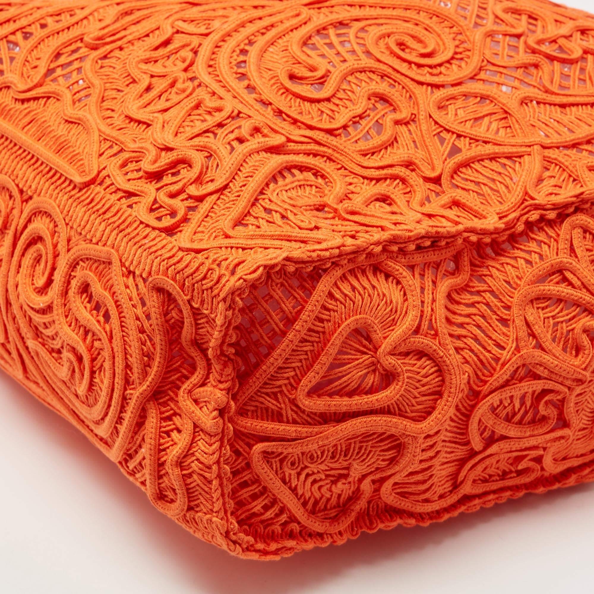 Dolce & Gabbana Orange Crochet Beatrice Shopper Tote 2