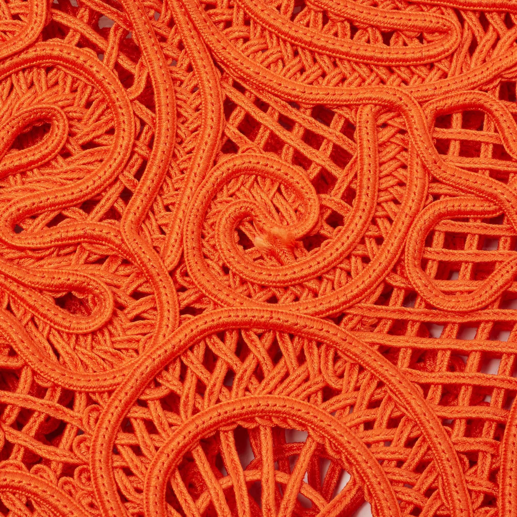 Dolce & Gabbana Orange Crochet Beatrice Shopper Tote 3