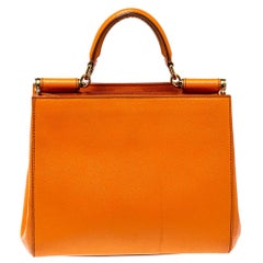 Dolce & Gabbana Sac cabas Sicily orange en cuir dauphin