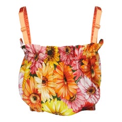 Dolce 
Gabbana Orange Floral Print Poplin Gathered Crop Top L