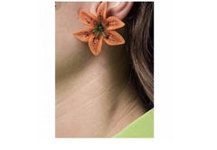 Dolce & Gabbana Orange Green Gold Brass Lilly Flower Clip-on Earrings Floral