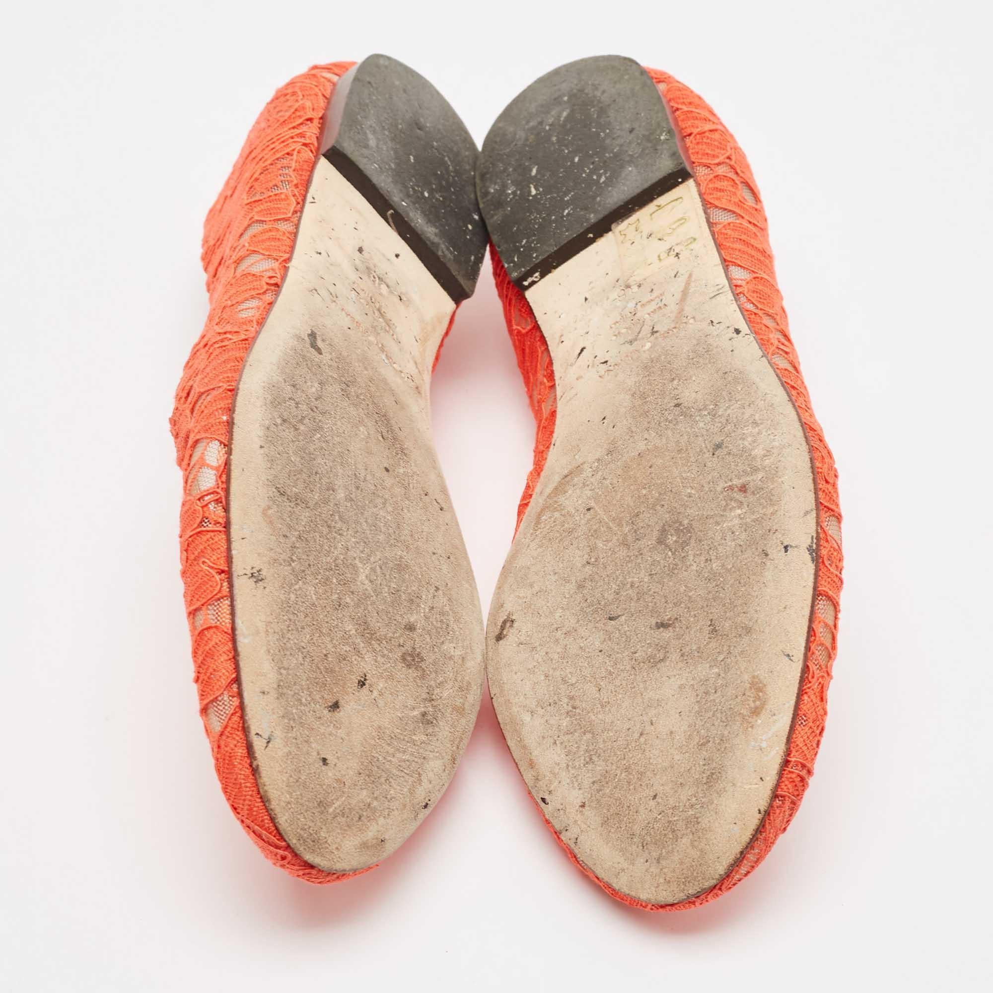 Dolce & Gabbana Orange Lace Taormina Smoking Slippers Size 36 For Sale 2