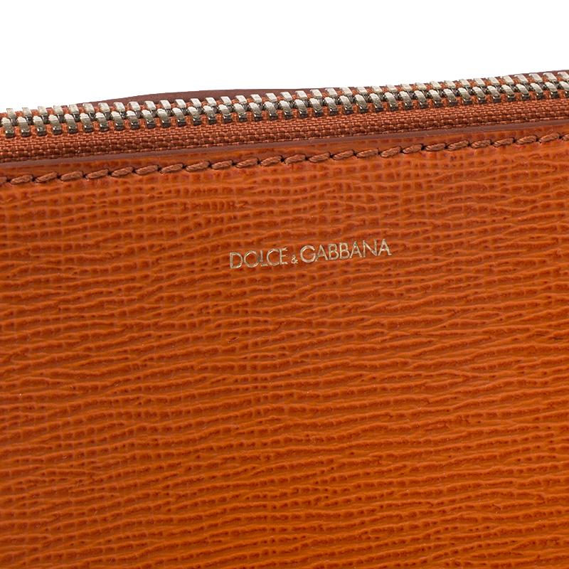 Dolce & Gabbana Orange Leather Escape Shopper Tote 6
