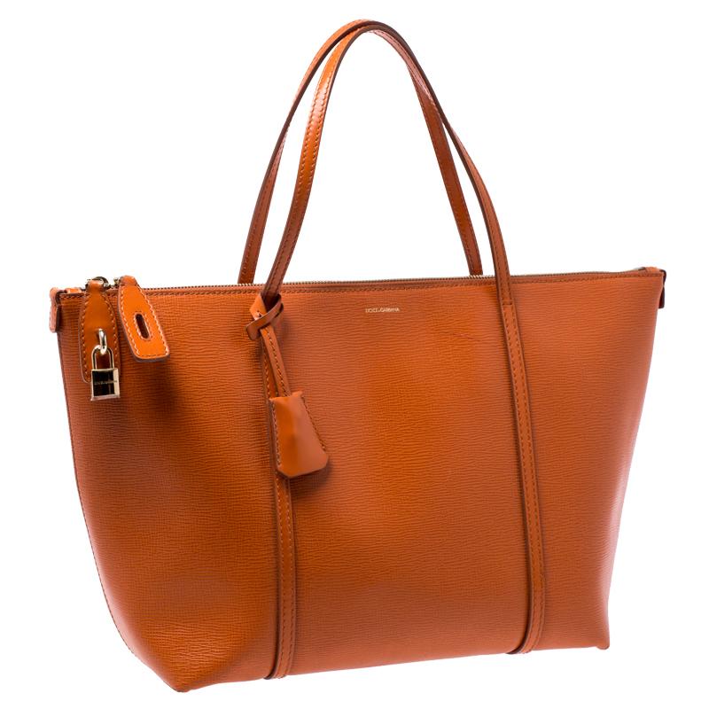 Women's Dolce & Gabbana Orange Leather Escape Shopper Tote