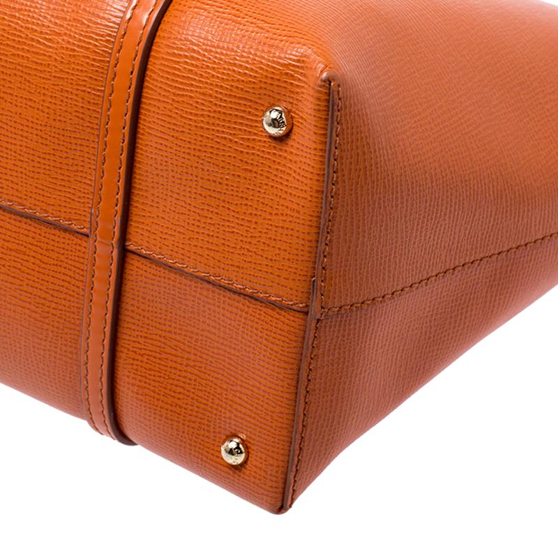 Dolce & Gabbana Orange Leather Escape Shopper Tote 1