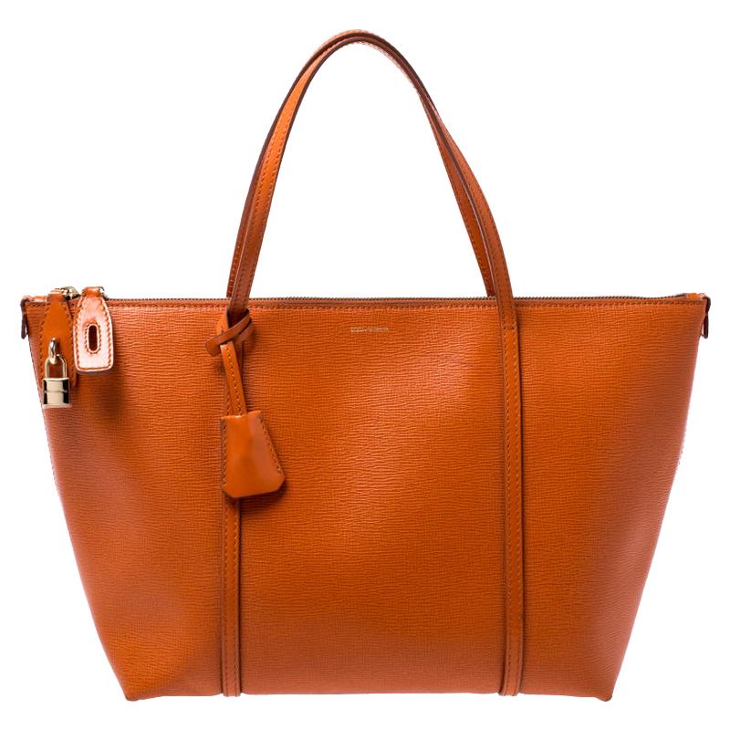 Dolce & Gabbana Orange Leather Escape Shopper Tote