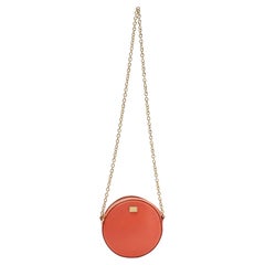 Dolce & Gabbana Orange Leather Glam Round Crossbody Bag