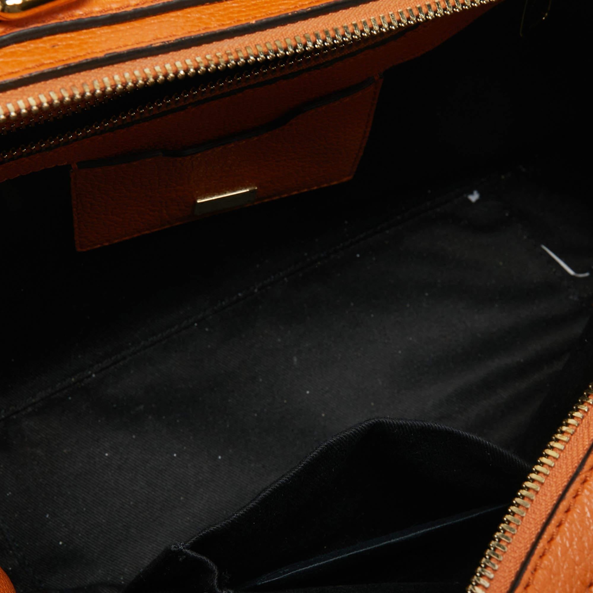 Dolce & Gabbana Orange Leather Large Rosaria Box Top Handle Bag 1