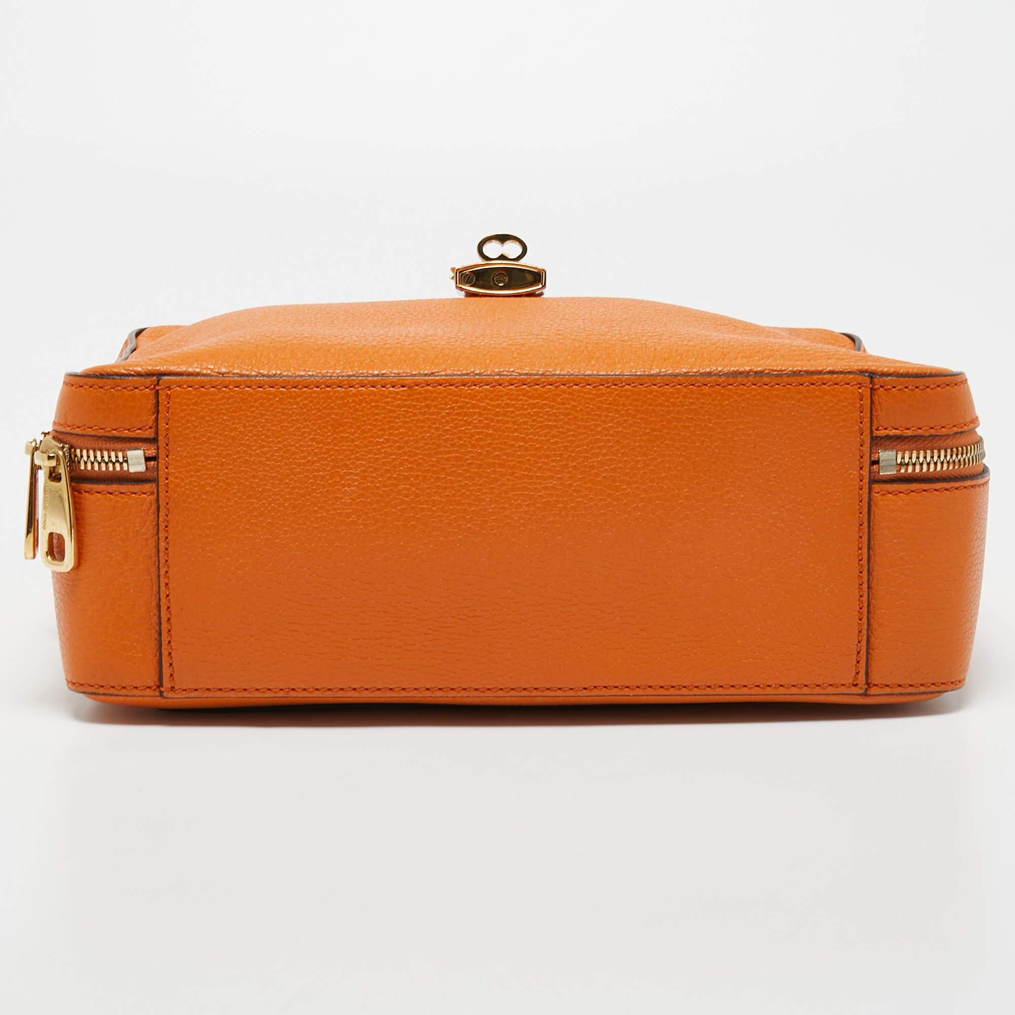 Dolce & Gabbana Orange Leather Large Rosaria Box Top Handle Bag 3