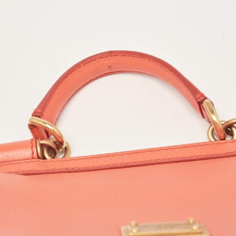 Dolce & Gabbana Orange Leather Medium Miss Sicily Bag For Sale 9