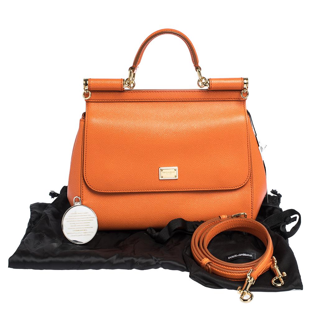 Women's Dolce & Gabbana Orange Leather Medium Miss Sicily Bag