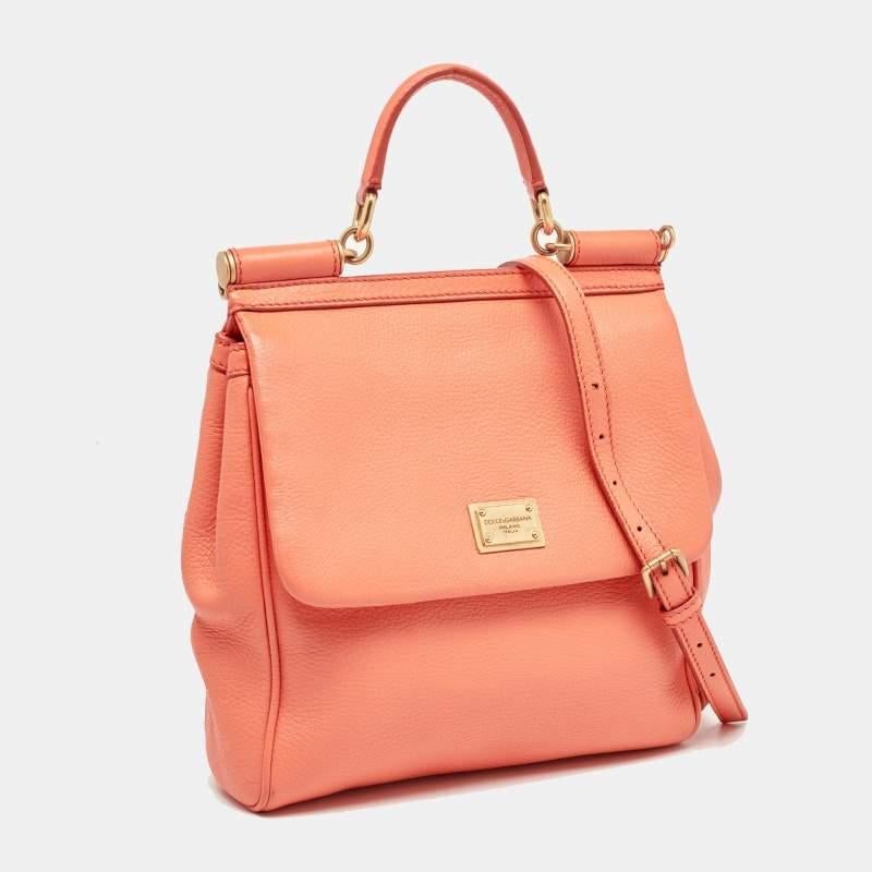 Women's Dolce & Gabbana Orange Leather Medium Miss Sicily Bag For Sale
