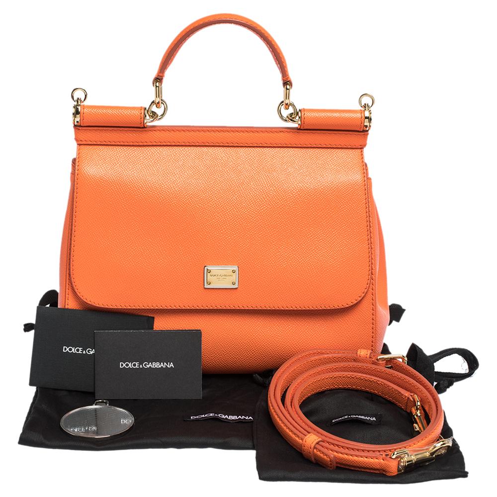 Dolce & Gabbana Orange Leather Medium Miss Sicily Bag 1
