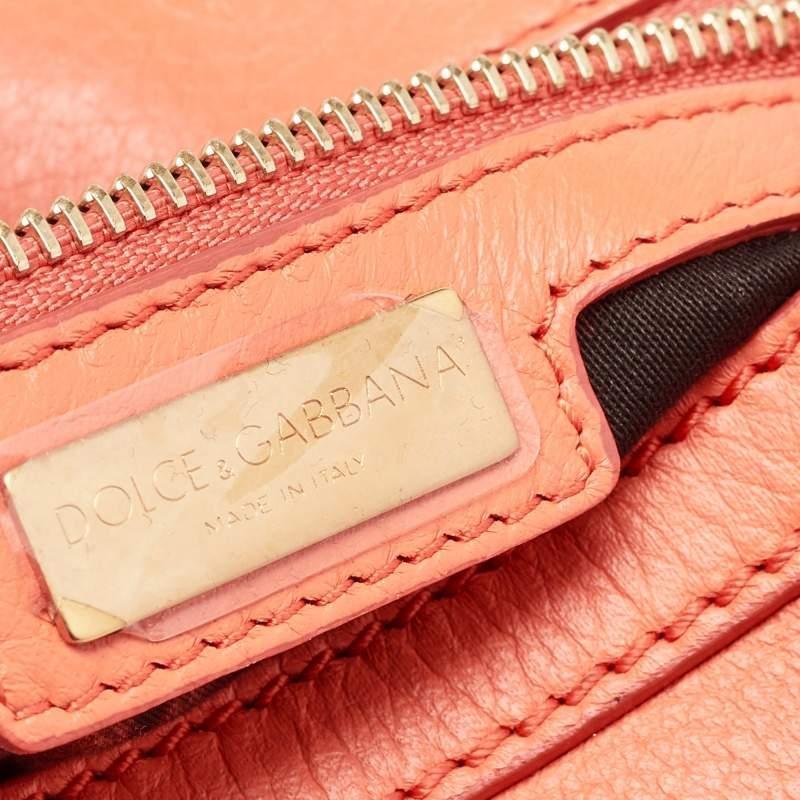 Dolce & Gabbana Orange Leather Medium Miss Sicily Bag For Sale 3