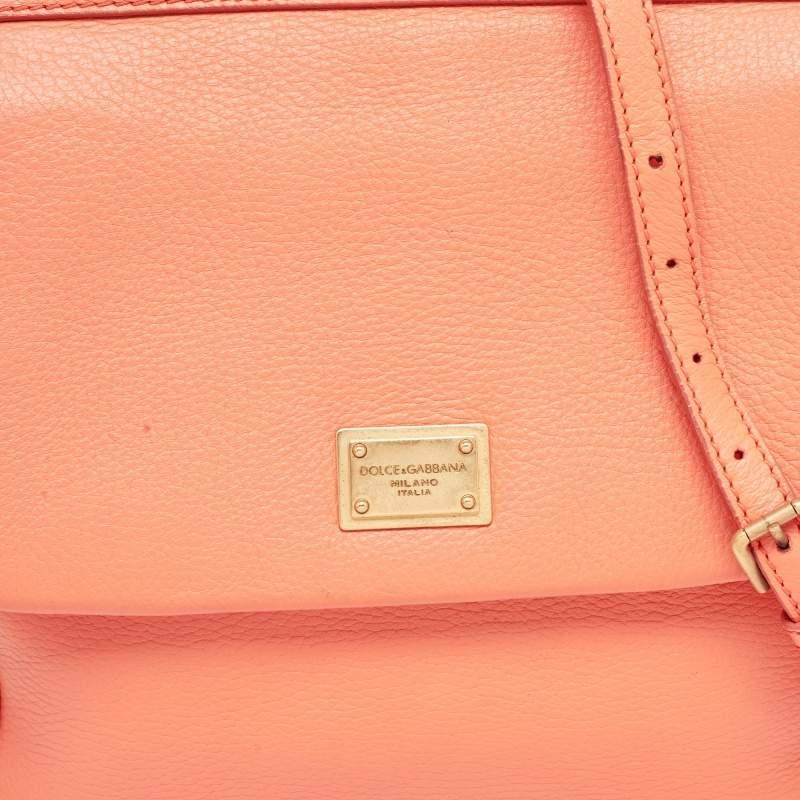 Dolce & Gabbana Orange Leather Medium Miss Sicily Bag For Sale 4