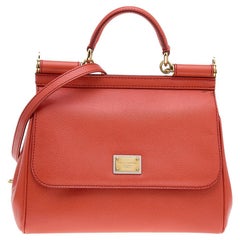 Dolce & Gabbana Orange Leder Medium Miss Sicily Henkeltasche