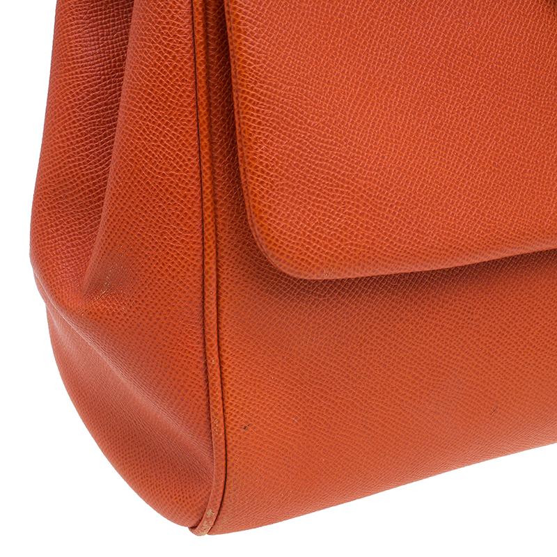 Dolce & Gabbana Orange Leather Medium Miss Sicily Tote 6