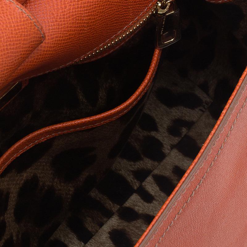 Dolce & Gabbana Orange Leather Medium Miss Sicily Tote 11