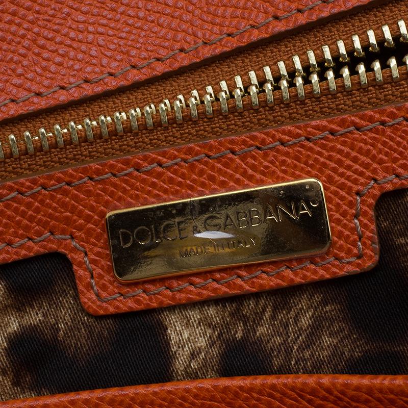 Dolce & Gabbana Orange Leather Medium Miss Sicily Tote 12