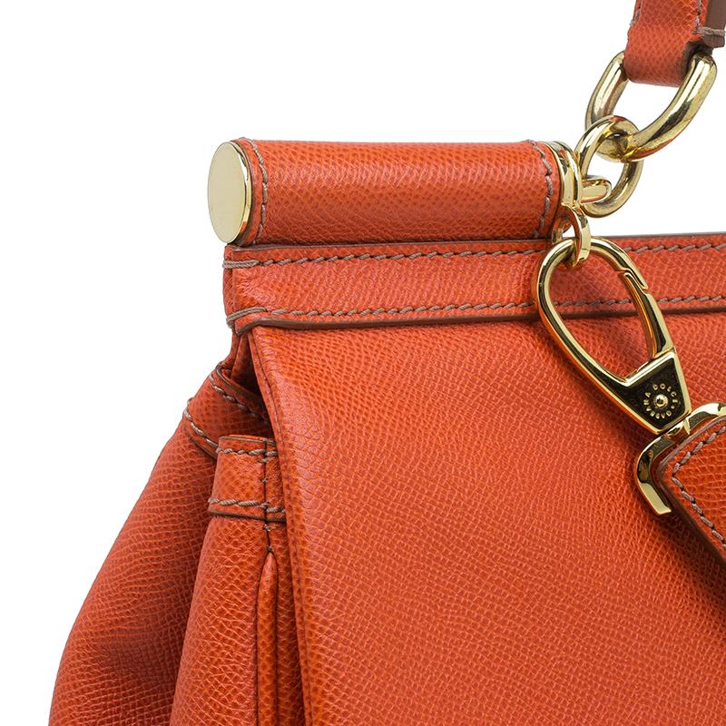 Dolce & Gabbana Orange Leather Medium Miss Sicily Tote 3