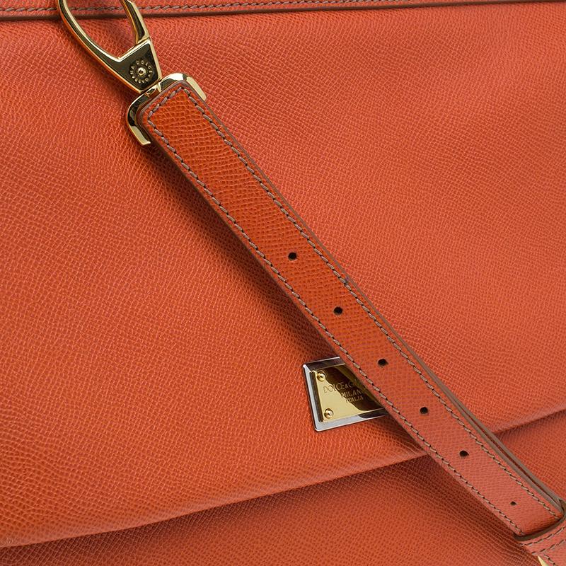Dolce & Gabbana Orange Leather Medium Miss Sicily Tote 4