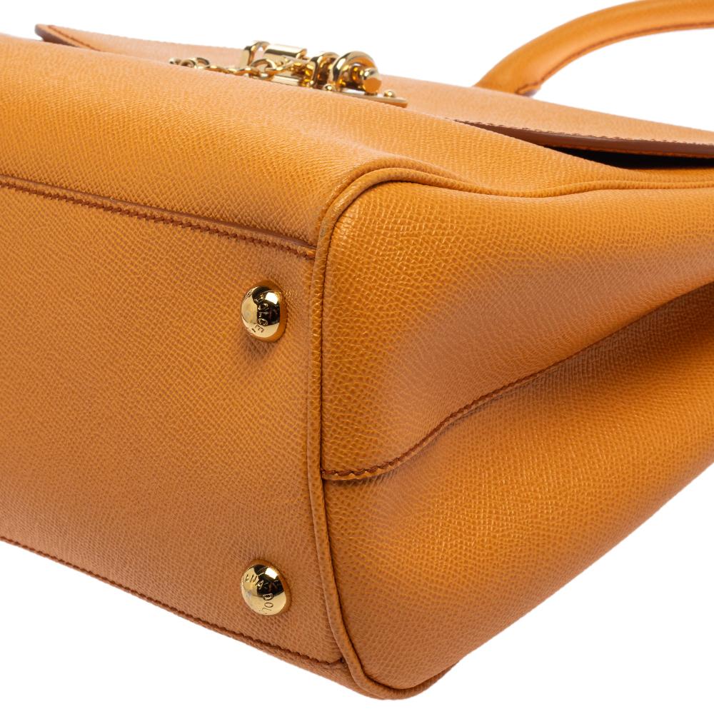 Dolce & Gabbana Orange Leather Miss Monica Top Handle Bag 4