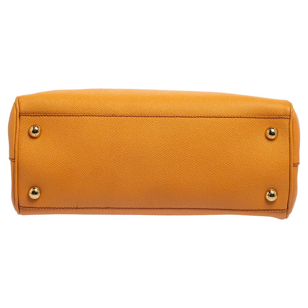 Dolce & Gabbana Orange Leather Miss Monica Top Handle Bag 8