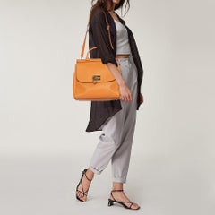 Dolce & Gabbana Orange Leather Miss Monica Top Handle Bag
