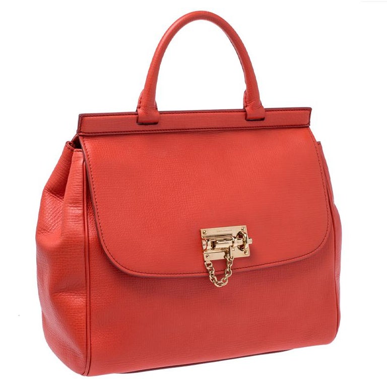 Dolce and Gabbana Orange Leather Miss Monica Top Handle Bag at 1stDibs ...