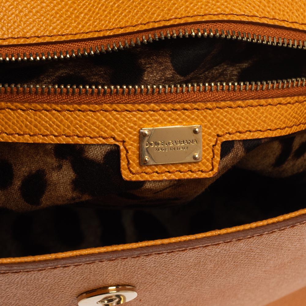 Women's Dolce & Gabbana Orange Leather Miss Monica Top Handle Bag