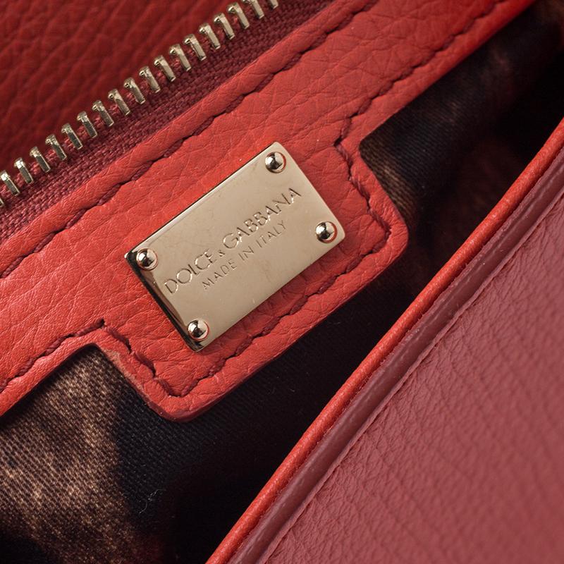 Women's Dolce & Gabbana Orange Leather Miss Monica Top Handle Bag